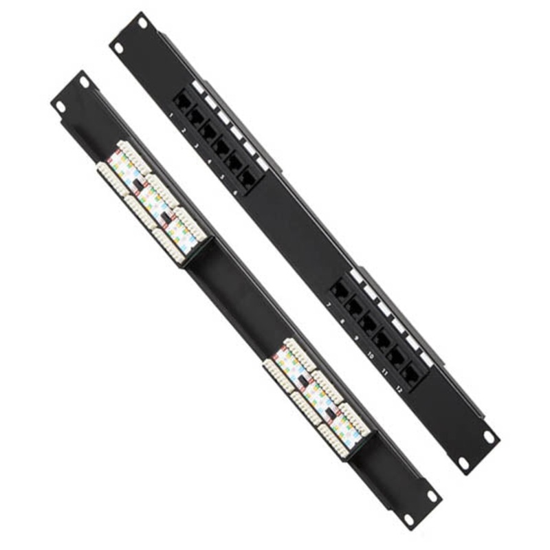 OCT6017-CAT5E – PATCH PANEL 12PORT CAT5E 19INCH RACKMOUNT