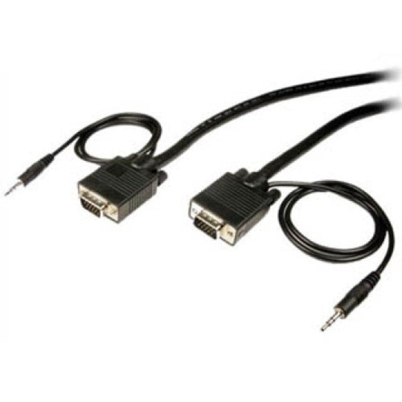 102099 – VGA M/M W/AUDIO CABLE 25FT BLACK GOLD PLATED