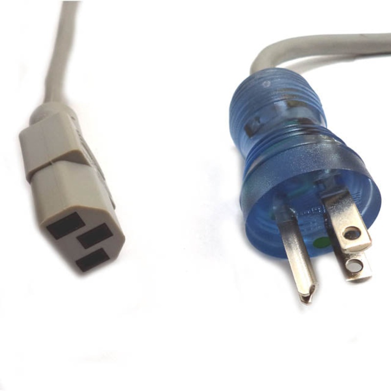 222411 – INST CORD 3/18 8FT HOSPITAL GR RND SJT GREY PL 5-15P TO FEM C13