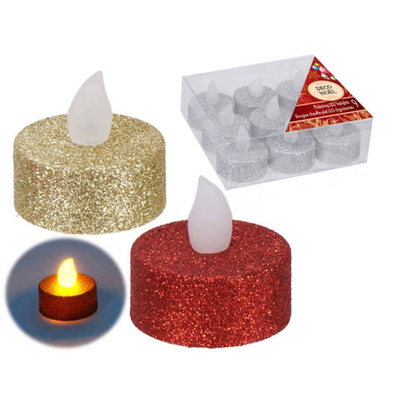 33231 – LED TEA LIGHT FLICKERING ASSORTED COLORS BATTERY INCLUDED (9 pcs/pkg)