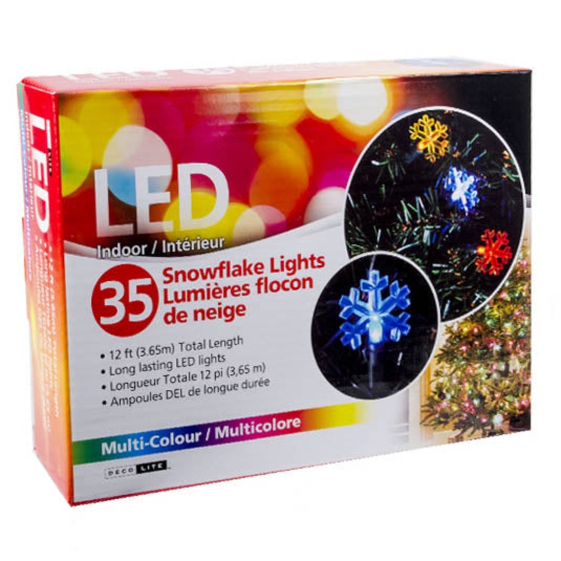 40569 – LED SNOWFLAKE LIGHT 12FT MULTI-COLOR INDOOR 35 LED LIGHTS