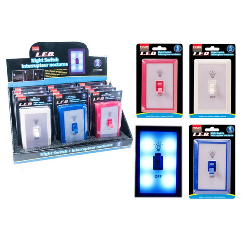86726 – NIGHT LIGHT SWITCH W/6 LED INCLUDES 3 AAA ASSORTED COLORS