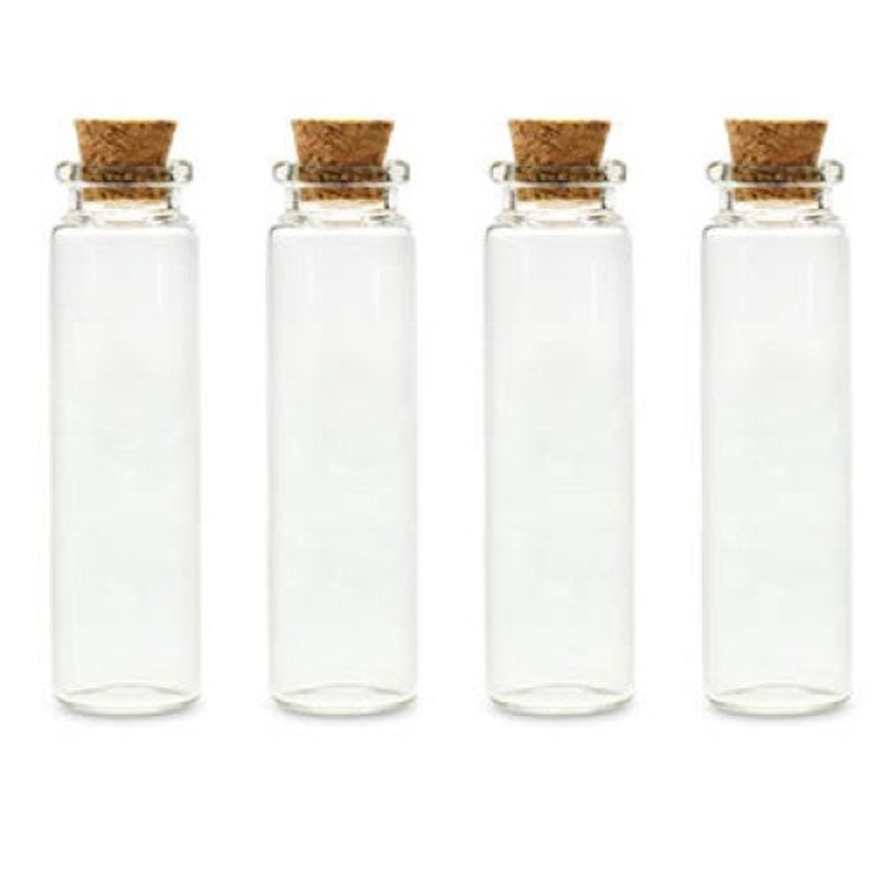 GB820 – BOTTLE CLEAR GLASS WITH CORK LID 16ML (4 pcs/pkg)