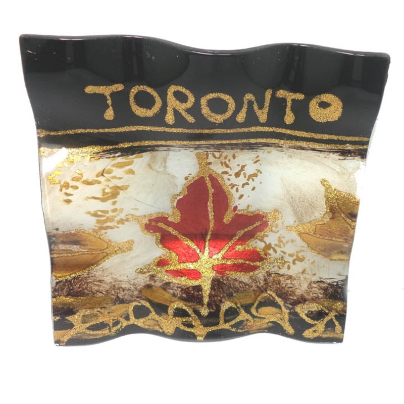 00163T – TORONTO SOUVENIR DECO GLASS PLATE 6X6IN