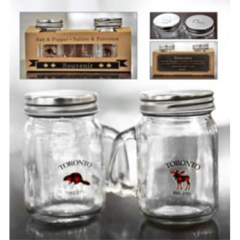 01852 – TORONTO SOUVENIR MASON SPICE JAR 1PC EACH OF SALT AND PEPPER JAR