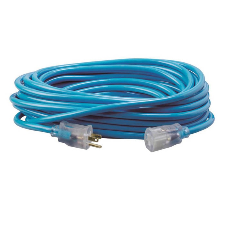 D11710100BL – EXTENSION CORD 3/10 100FT BLUE SJTW LIGHTED ENDS 15A 125V -40F