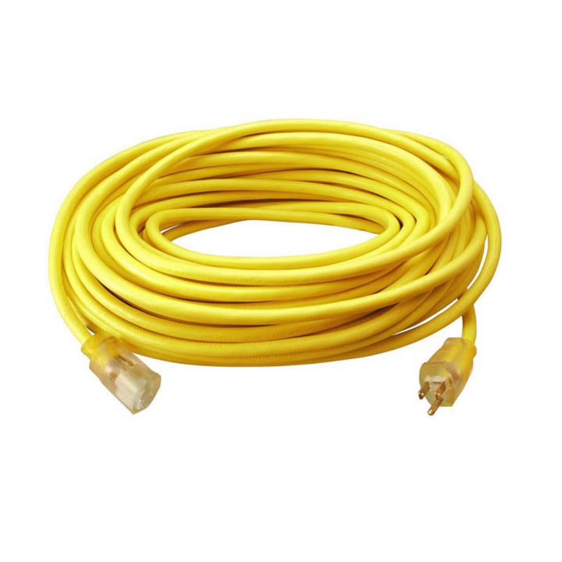 EC511835 – EXTENSION CORD 3/12 100FT YELLOW SJTW ONE LIGHTED END 15A 125V