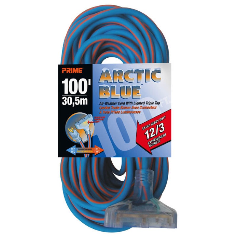 LT630835 – EXTENSION CORD 3/12 100FT BLUE SJEOW TRIPLE TAP ALL-WEATHER 15A