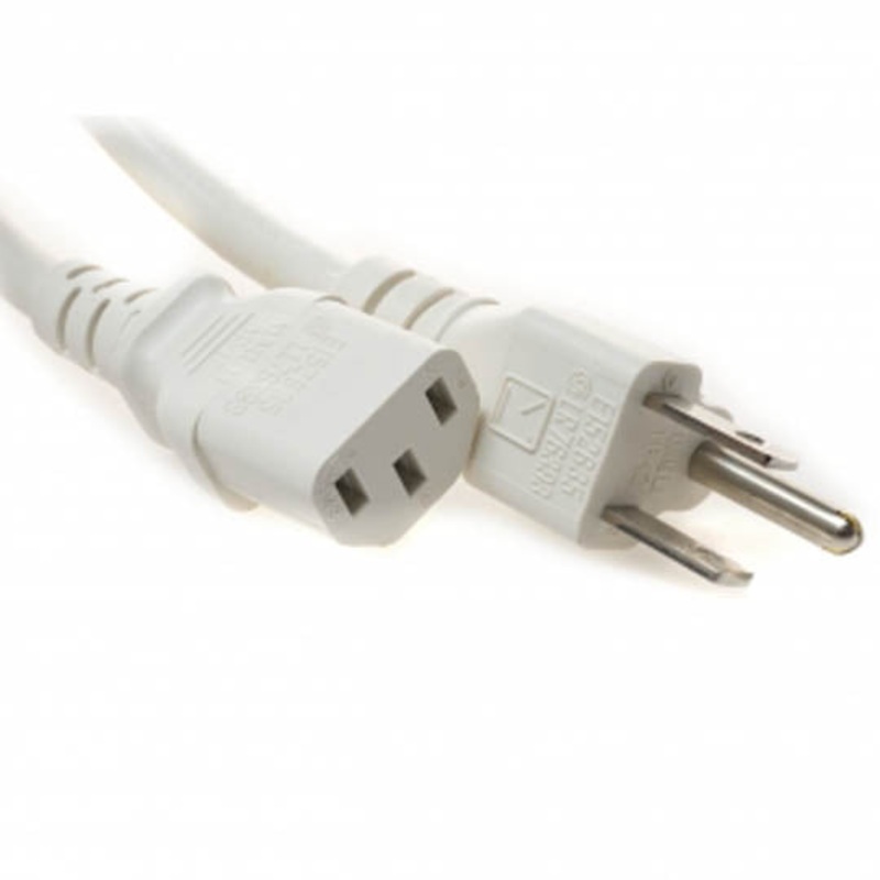 PC4A-13D-09010F – INST CORD 3/18 10FT RND WHT SJT PLUG 5-15P TO FEM C13