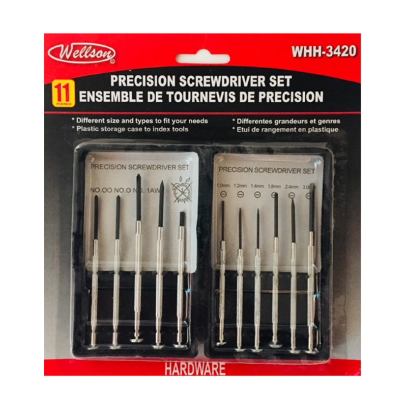 WHH-3420 – SCREWDRIVER PRECISION 11PC/SET DIFFERENT SIZE AND TYPES