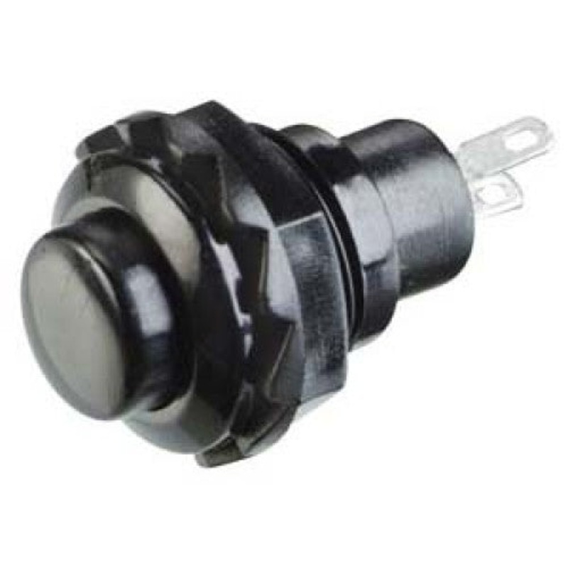 2750644 – PUSH SWITCH MOM 1P1T NO THR SOL 12.5MM 3A/125VAC BLACK CAP