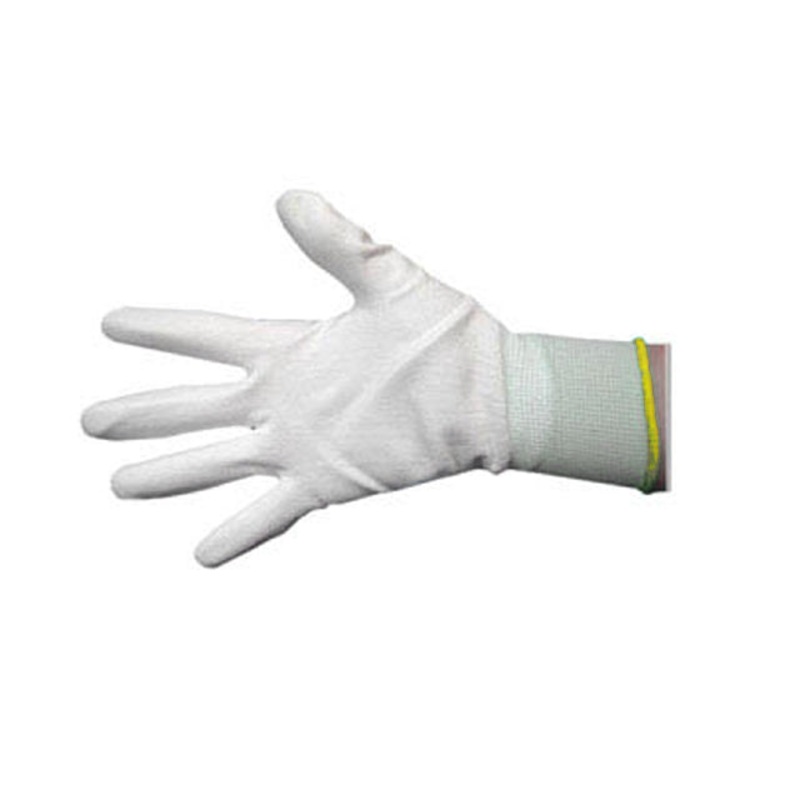 46I-BO500-MEDIUM – GLOVES NYLON MEDIUM WHITE PALM COATED WITH YELLOW TRIM