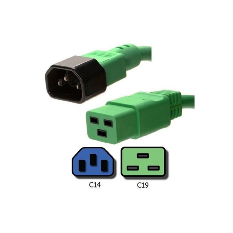 PC9A-24D-05004F – JUMPER CORD EXT C14 TO C19 3/14 4FT RND GREEN FOR DATA CENTERS