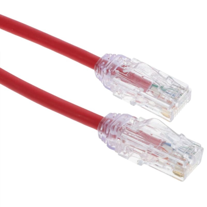 PC-UT6A008R – PATCH CORD CAT6A SLIM RED 8FT ULTRA-THIN 28AWG FT4 CMR 10GIG