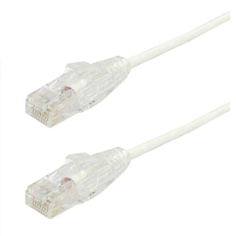 PC-UT6A008W – PATCH CORD CAT6A SLIM WHT 8FT ULTRA-THIN 28AWG FT4 CMR 10GIG