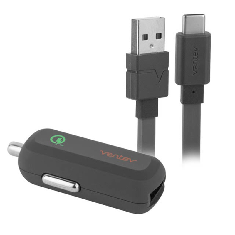 523737 – USB CAR CHARGER 5VDC 2.4A RAPID CHARGE WITH USB A TO C 2.0 CABLE