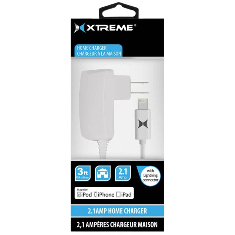 52850 – USB WALL CHARGER 5VDC 2.1A 3FT W/LIGHTNING CONNECTOR