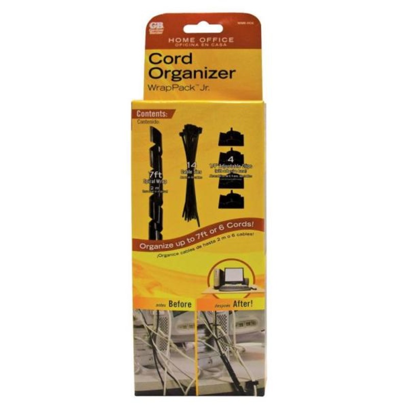WMK-HO6 – CORD ORGANIZER KIT 19PCS SPIRAL WRAP TIES ADJUSTABLE CLIP