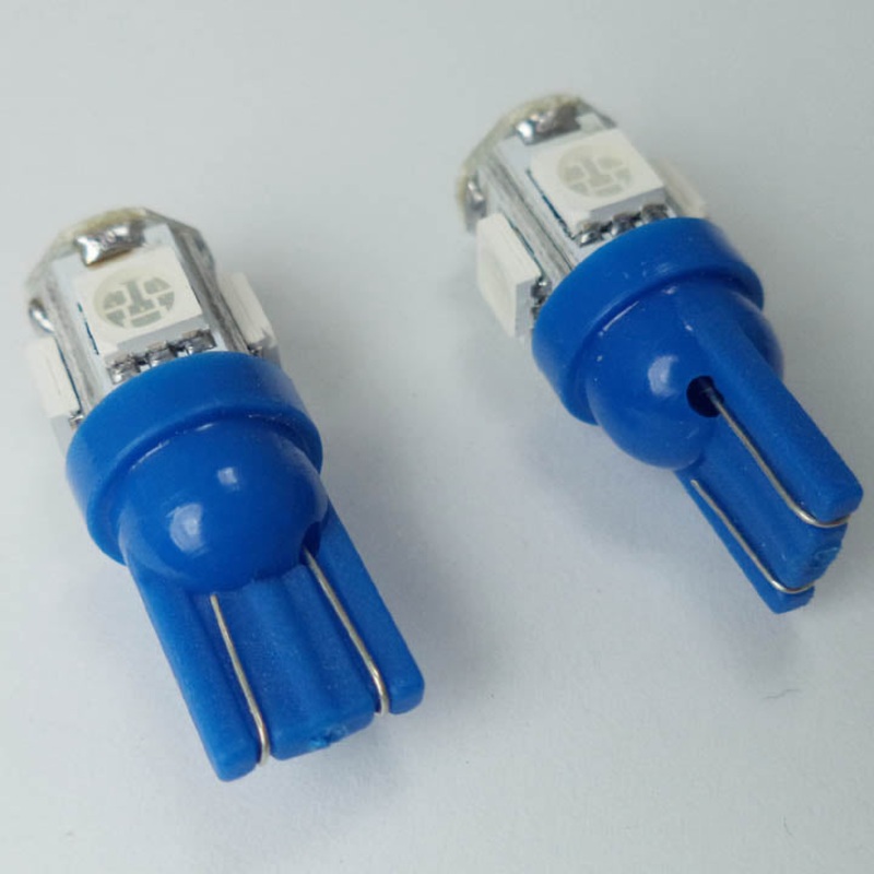 02264 – LED BULB WEDGE 12V BLUE 5LED 5050 REPLACES 194 AND 168 BASE T10 (2 pcs/pkg)