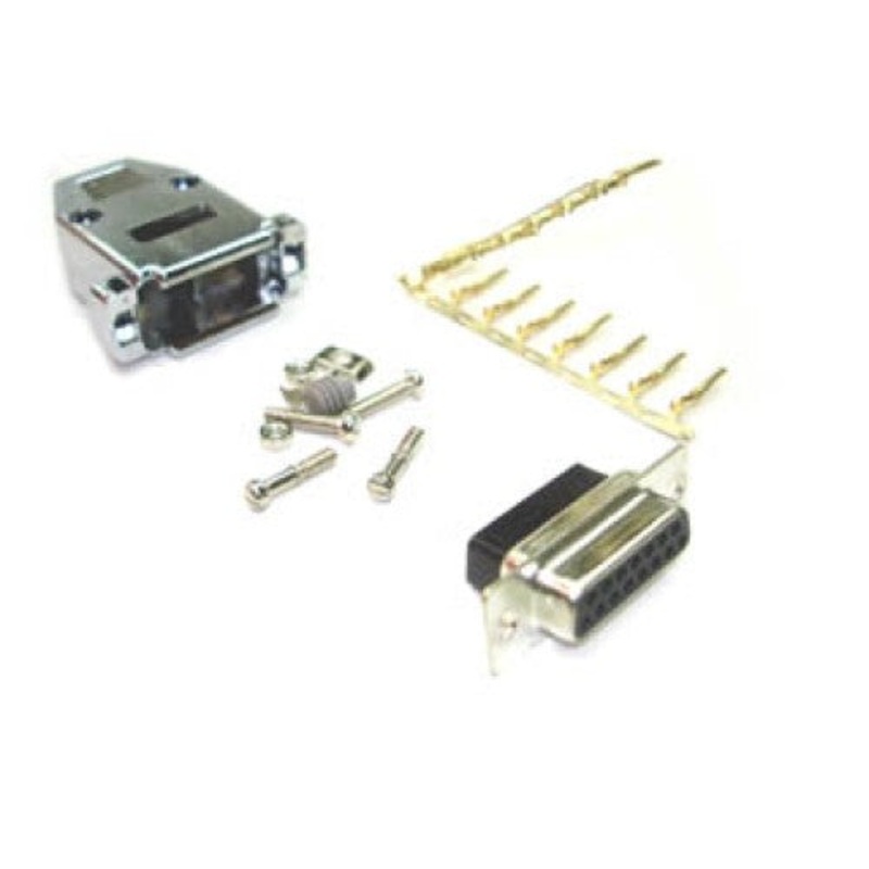 30-221K-1 – DB15F CRIMP W/METALLIZED HOOD