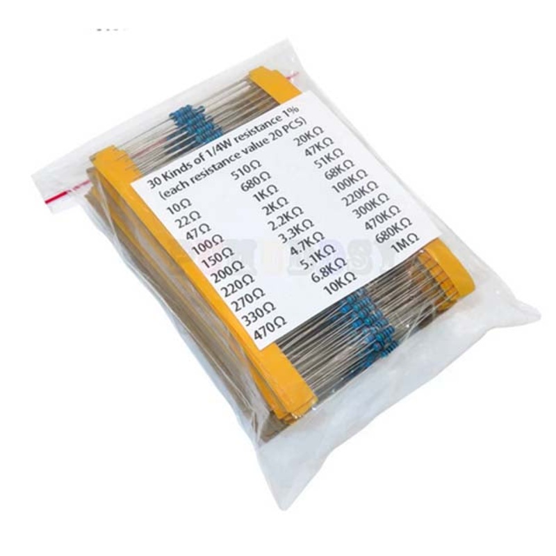 53320 – RES 1/4W 1% MF 30VALUES 20PCS/VALUE 600PCS/PACK
