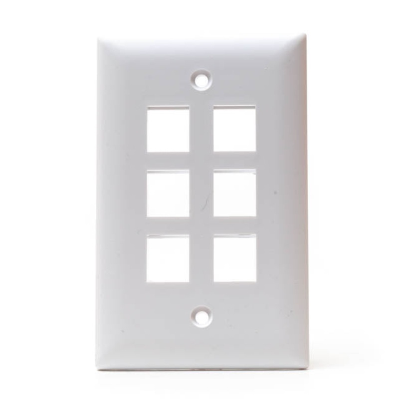 89-746WH – WALL PLATE 6PORT WHITE
