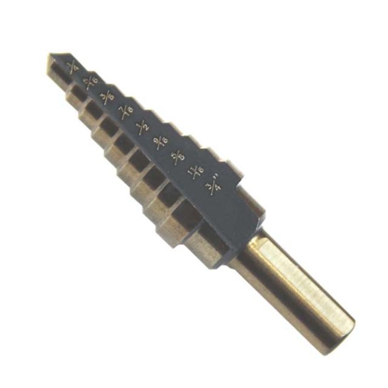 967090 – STEP DRILL COBALT BIT 1/4-3/4IN 2.9IN LONG 1/4IN SHANK 9 STEP