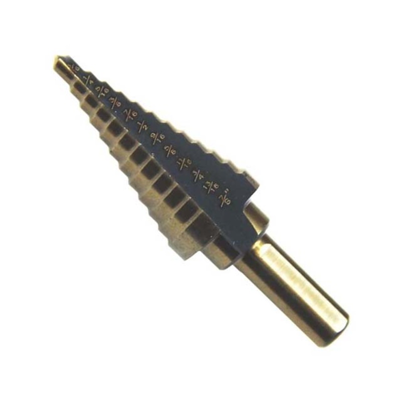 967090 – STEP DRILL COBALT BIT 3/16-7/8IN 3IN LONG 3/8IN SHANK 12 STEP
