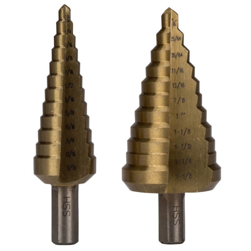 35322 – STEP DRILL BIT 2PC SET 3/16-7/8 1/4-13/8IN