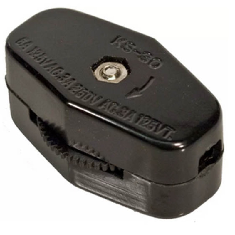 GSW-71 – LAMP CORD SWITCH INLINE 1P1T BLK 6A/125VAC 3A/250VAC
