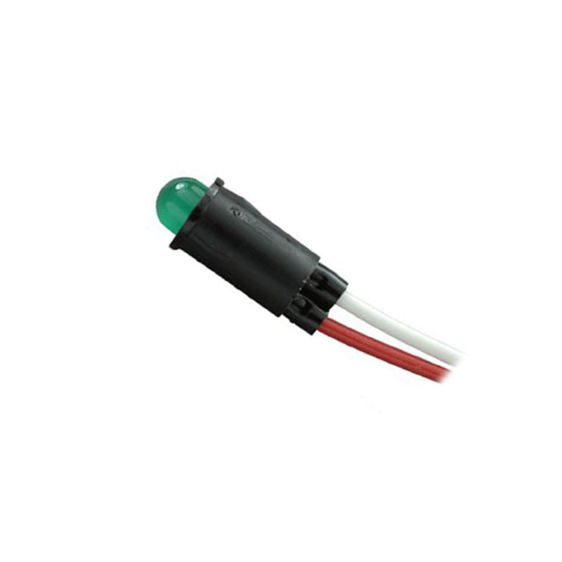 5100H5 – INDICATOR 2.2V LED 6.35MM GRN CHMT 30MCD 20MA WIRE