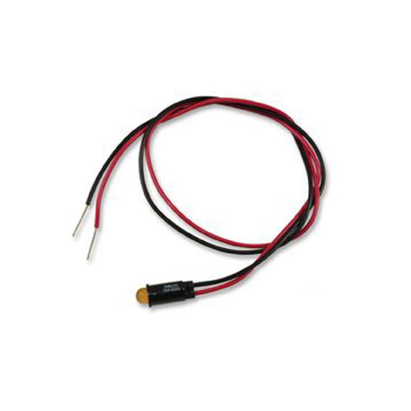 559-0302 – INDICATOR 5V LED 6.35MM YEL CHMT 8MCD 10MA WIRE