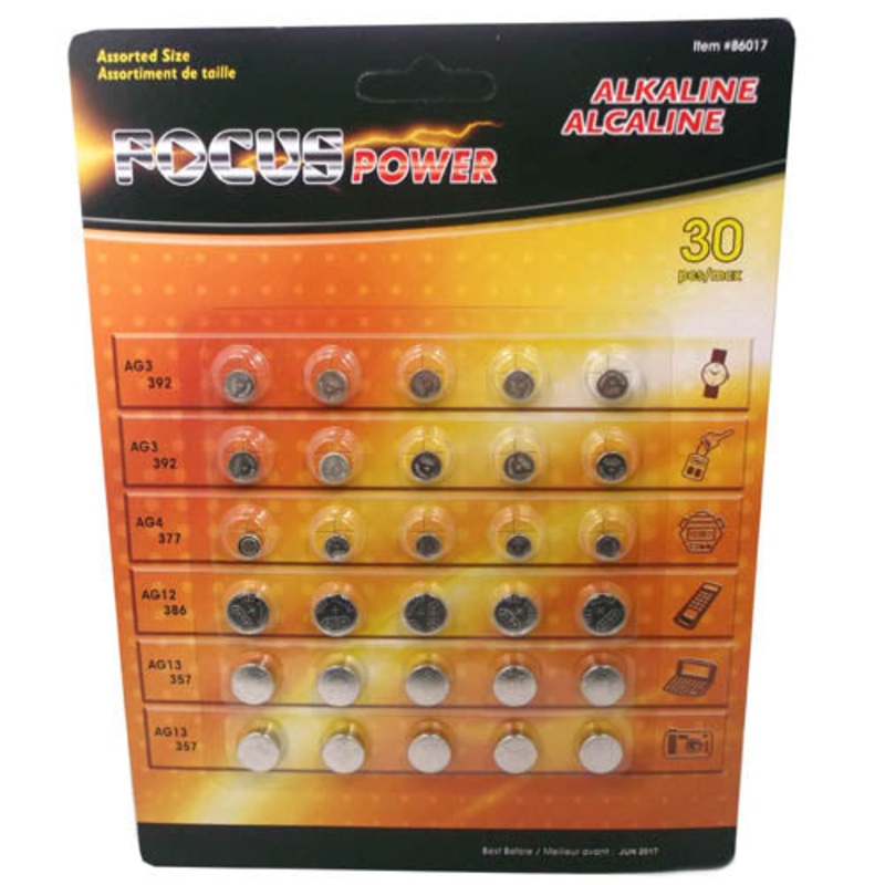 86017 – BATTERY ALKALINE BUTTON ASSORTED 4TYPE 386/377-5PCS 357/392-10PCS (30 pcs/pkg)