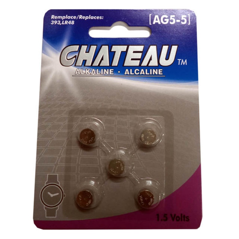 AG5-5 – BATTERY ALKALINE 1.5V 393 REPLACES SR754W SR48 255 309 (5 pcs/pkg)