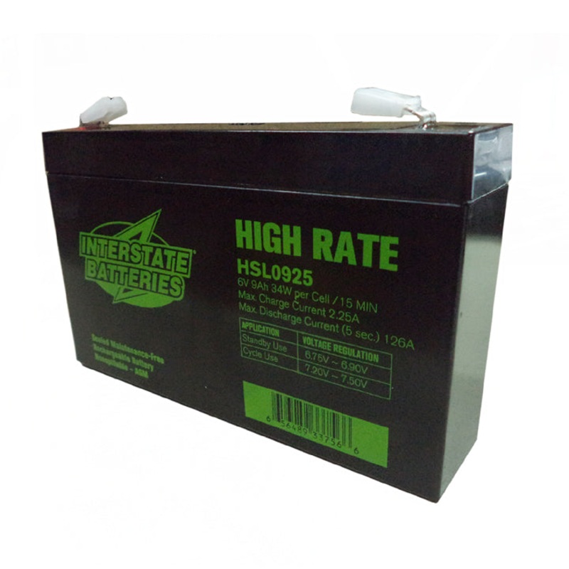 HSL0925 – BATTERY LEAD ACID 6V 9AH QTAB 5.94X1.34X3.70IN(LXWXH)