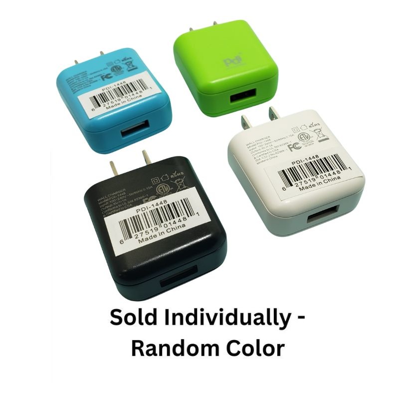 PDI-1448 – USB WALL CHARGER 5VDC@1A ASSORTED COLORS