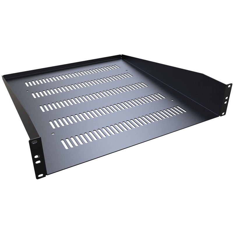 RASV190320BK1 – RACKMOUNT SHELF 2U 3.5(H)X20IN DEPTH VENTED BACK LIP UP FOLDED