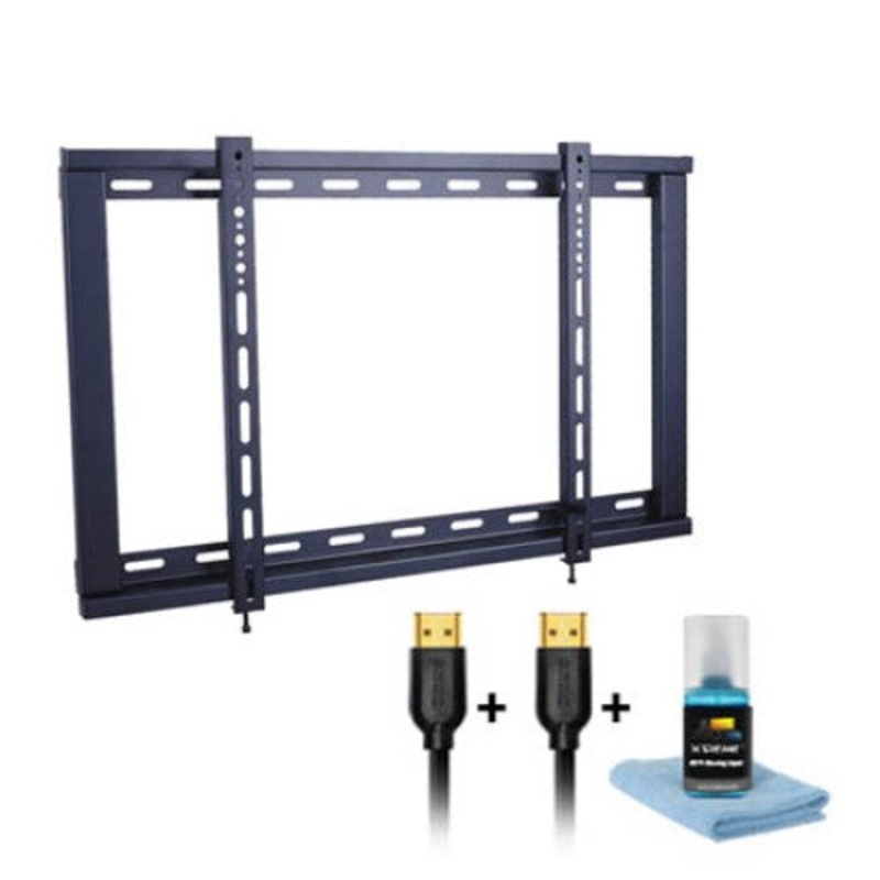18053 – TV WALLMOUNT 32-60IN FIXED 110LB HDMI CABLE 2X6FT & CLEANING KIT