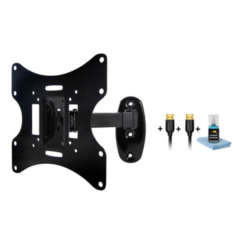 18520 – TV WALLMOUNT 17-37IN TILT/SWIVEL 66LB 6FT 2PC HDMI CABLE+CLEANER