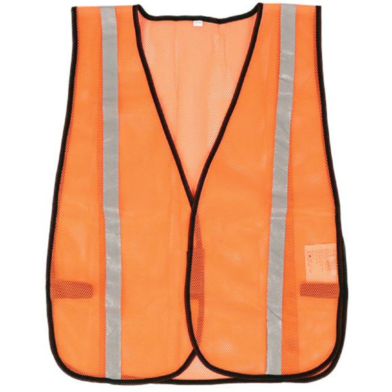 6101O – SAFETY VEST 1IN REFLECTIVE TAPE FLUORESCENT POLYESTER MESH ORNGE