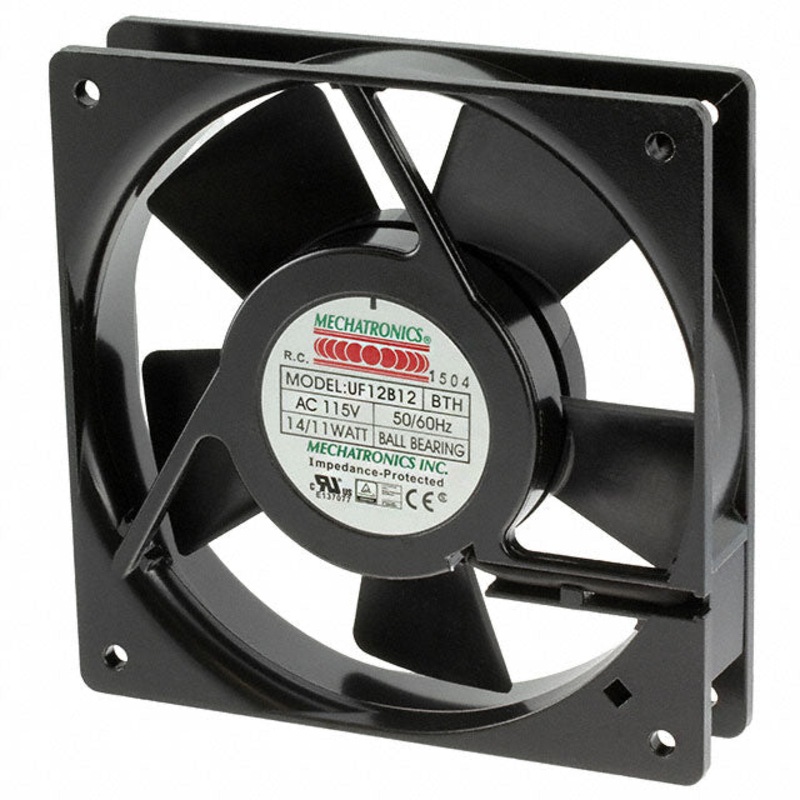 UF12B12 – FAN AC 115V 4.7X1IN BB .12A W/TAB 75CFM 2900RPM 42DB 14/11W