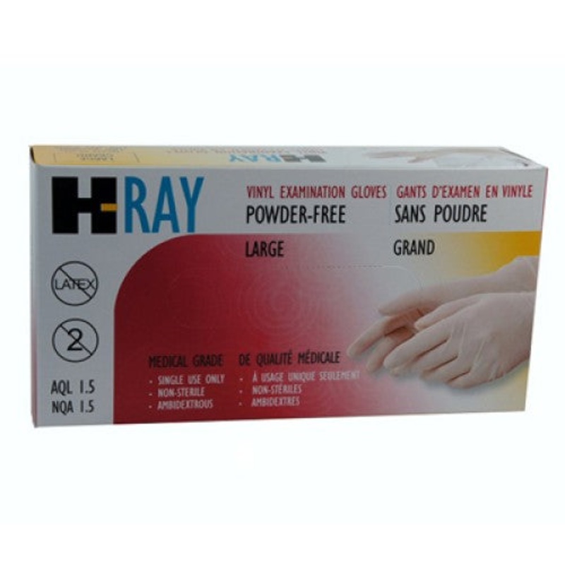 46I-525PF-LARGE – GLOVES VINYL EXAMINATION MEDICAL GRADE LARGE CLEAR (100 pcs/pkg)