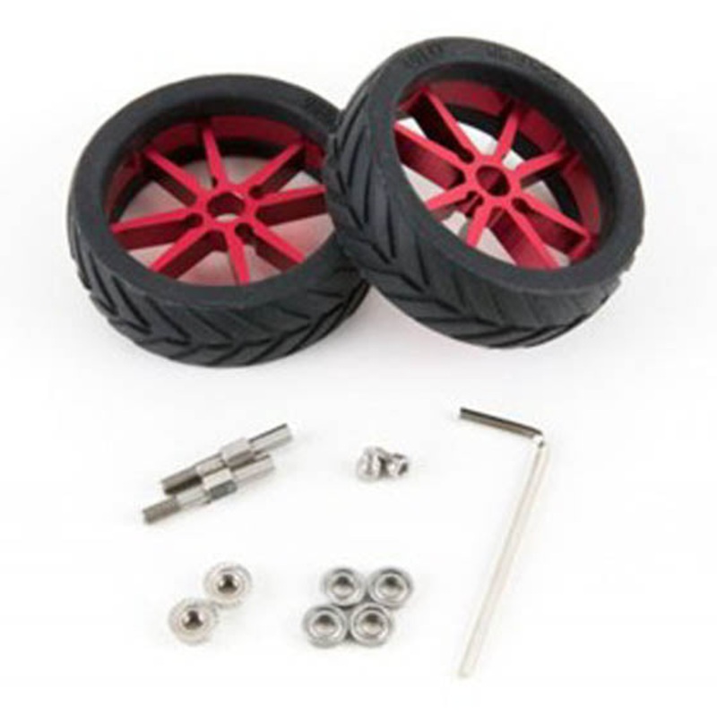 RIMWACC – WHEEL KIT 57MM W/2 ALUM RIMS 2 SILICON TIRES SHAFT CONNECTORS (2 pcs/pkg)