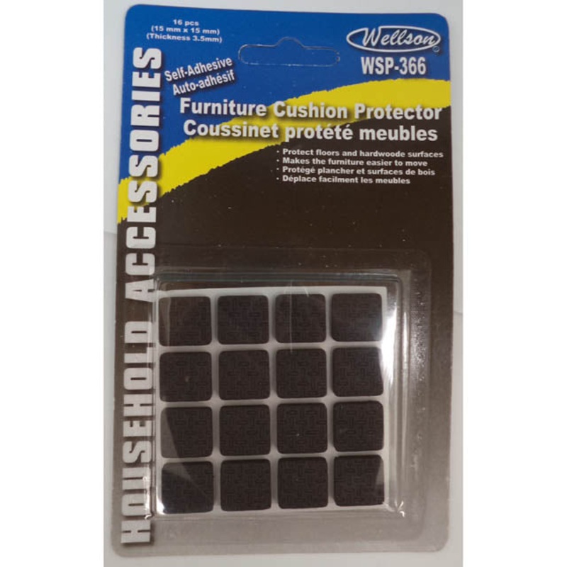 WSP-366 – FEET RUBBER SQUARE 15X3MM ADHESI  (16 pcs/pkg)