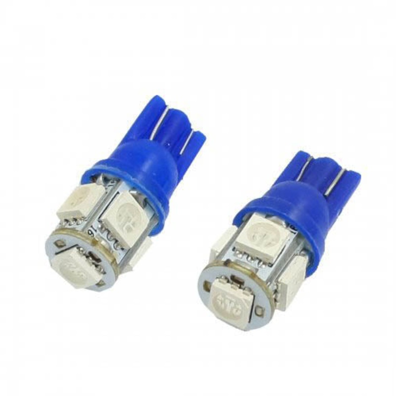 0837 – LED BULB WEDGE 12V BLUE 5LED 5050 REPLACES 194 AND 168 BASE T10 (2 pcs/pkg)