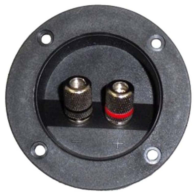 ST1008 – SPEAKER TERM 2POS RND 75MM CHMT WITH BANANA JACK GOLD/ RED AND BLK