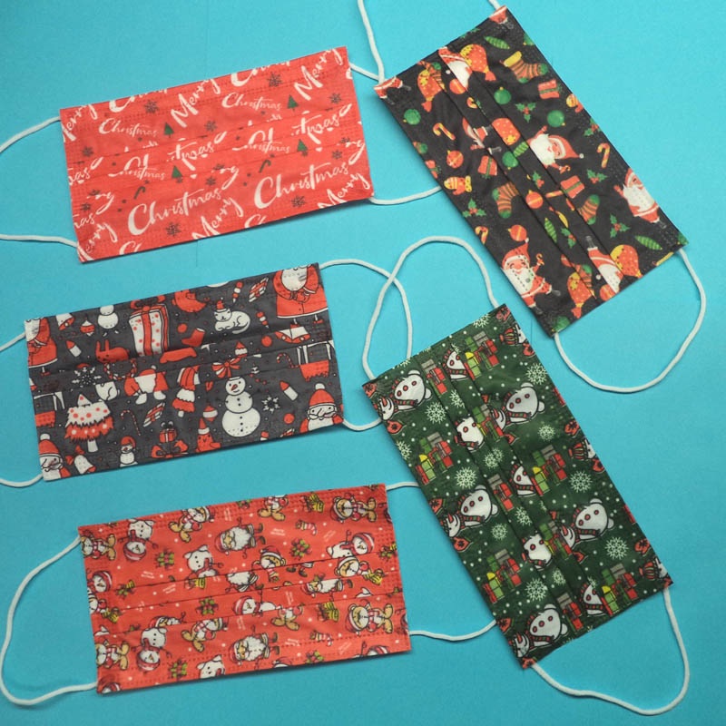 TZSJ-412-50 – FACE MASK DISPOSABLE CHRISTMAS WITH EAR LOOP ASSORTED (50 pcs/pkg)