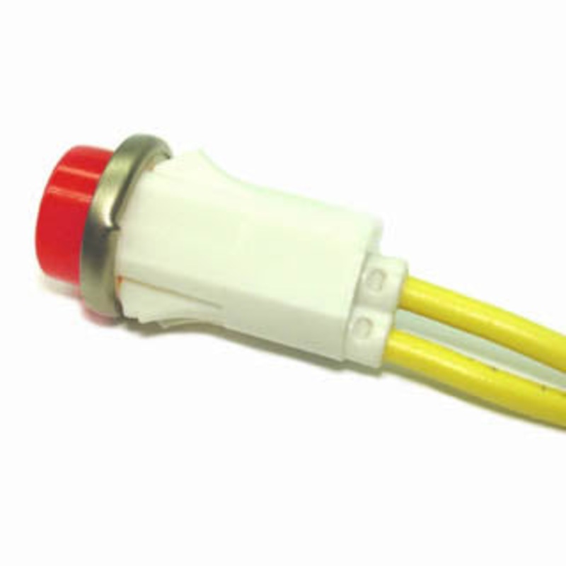 1090C1-12V-P – INDICATOR 12V 1W 12MM RED SNAP WIRE INCANDESCENT FLAT DOME