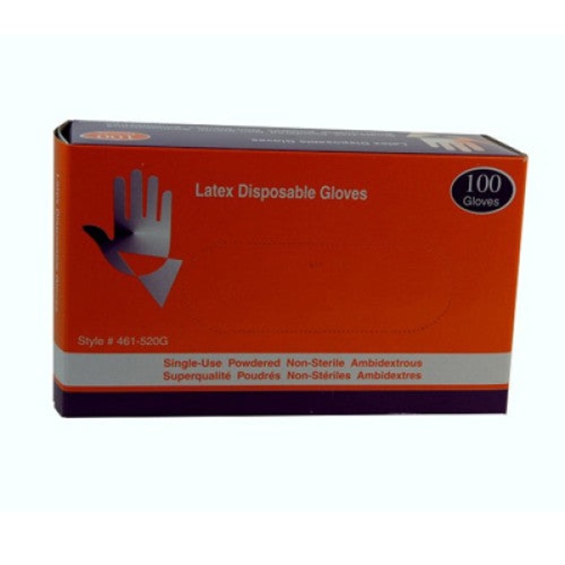 46I-520G-MED – GLOVES INDUSTRIAL/FOOD GRADE MED LATEX POWDERED DISPOSABLE CLEAR (100 pcs/pkg)