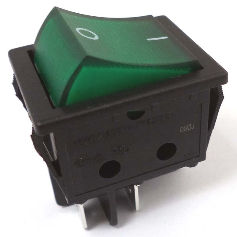 R210-1C5L-BG1-NWC-GREEN – ROCKER SWITCH LIT 2P1T 16A ON-  OFF 250VAC QT 22X30MM ACTU GRN